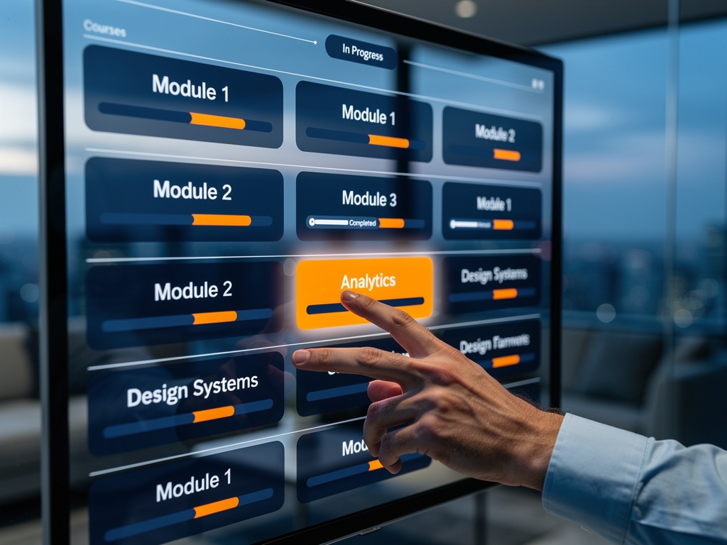 Vista de una pantalla mostrando la estructura modular de un plan de formación con bloques organizados.
